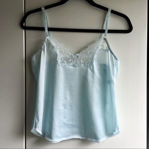 Vintage Maidenform lace edged cami camisole baby blue sz 32 small​ lacy slip​